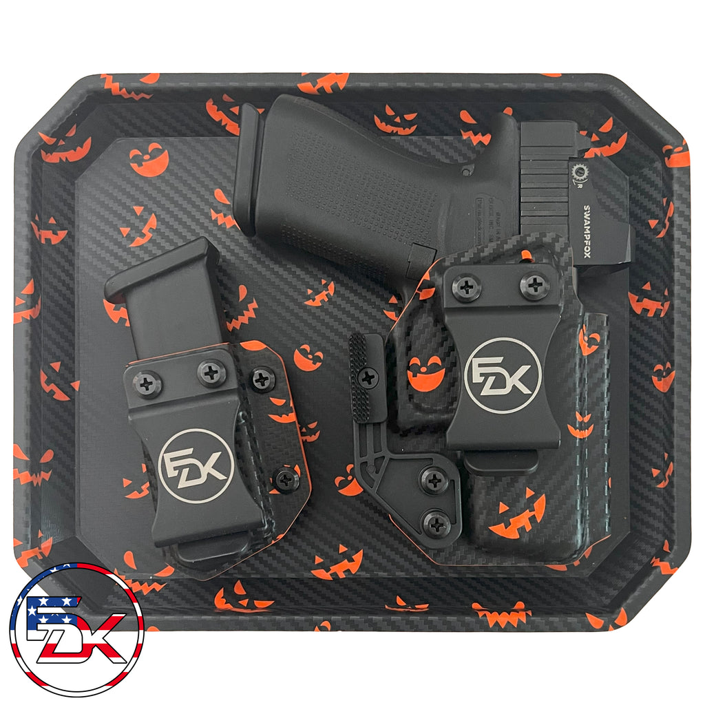 CF Halloween Pumpkin Faces with glock 43X Mos kydex holster and mag Carrier
