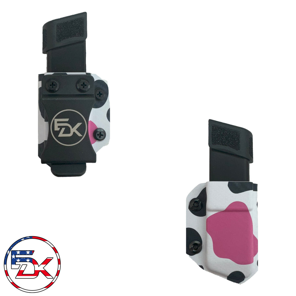 Carbon Fiber Black & Pink Cow Print - Inside the Waistband (IWB) kydex Mag Carriers - Everydaykydex