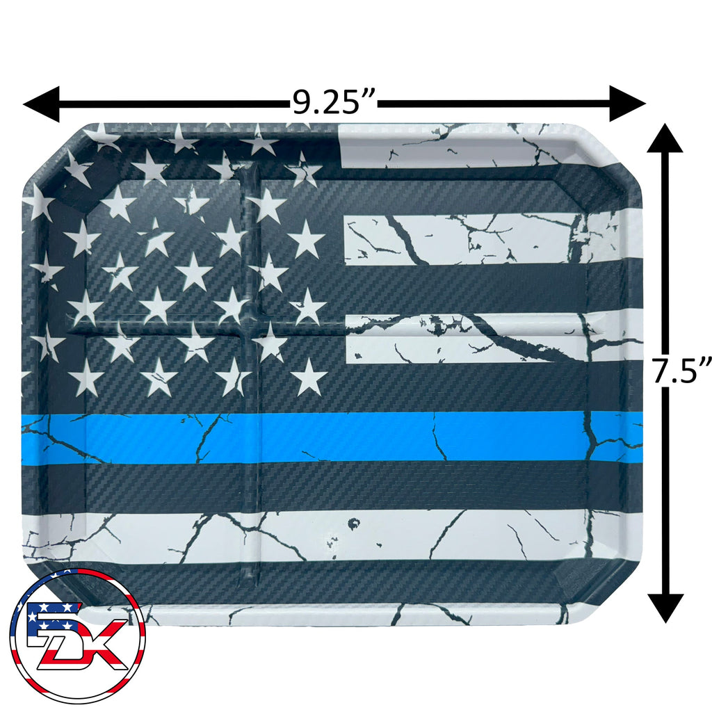 Carbon Fiber Blue Line Flag - EDC Kydex Tray - Everydaykydex