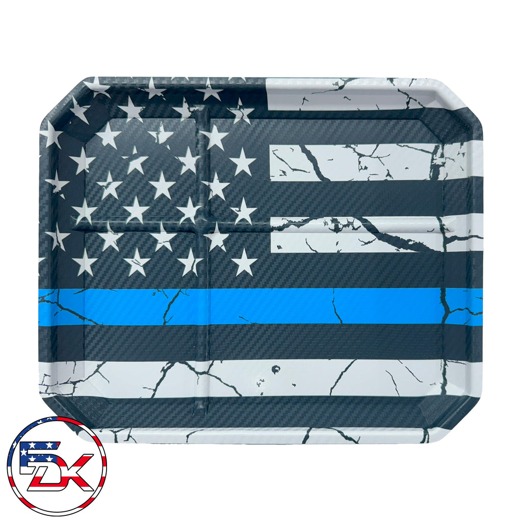 Carbon Fiber Blue Line Flag - EDC Kydex Tray - Everydaykydex