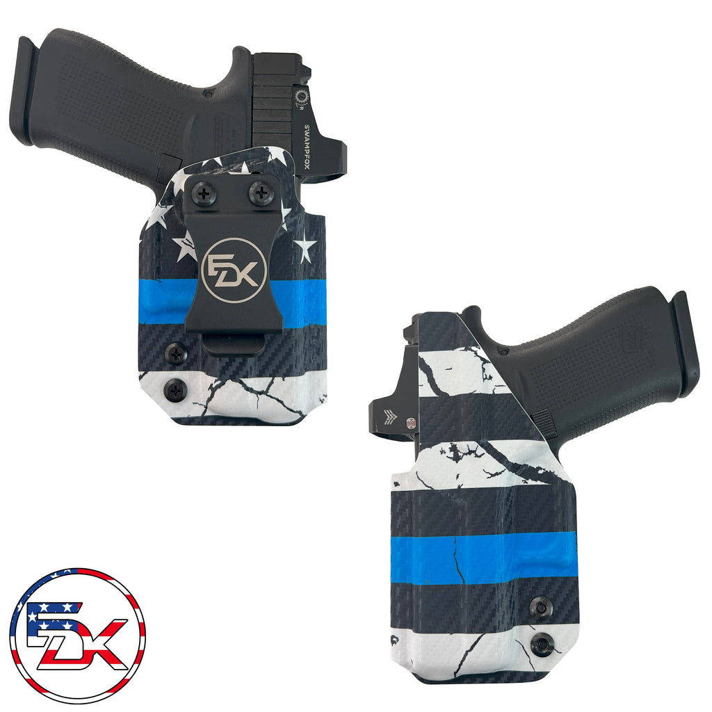 Carbon Fiber Blue Line Flag - Inside the Waistband (IWB) Holster - Everydaykydex