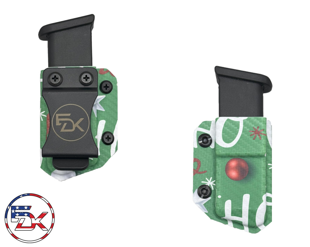 Carbon Fiber Christmas Ho Ho Ho (Green) - Inside the Waistband (IWB) kydex Mag Carrier - Everydaykydex