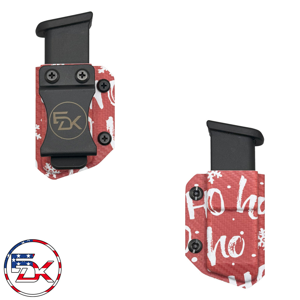 Carbon Fiber Christmas Ho Ho Ho (Red) - Inside the Waistband (IWB) kydex Mag Carrier - Everydaykydex