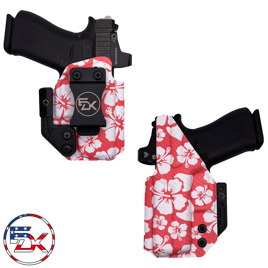 Carbon Fiber Hibiscus - Coral - Inside the Waistband (IWB) Holster - Everydaykydex