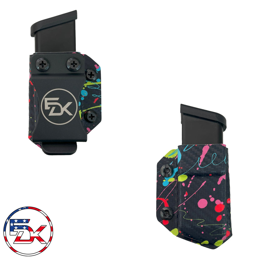 Carbon Fiber Neon Splatter - Inside the Waistband (IWB) kydex Mag Carriers - Everydaykydex