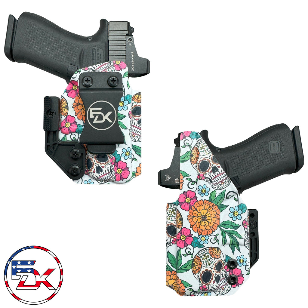 Carbon Fiber Sugar Skulls - White - Inside the Waistband (IWB) Holster - Everydaykydex