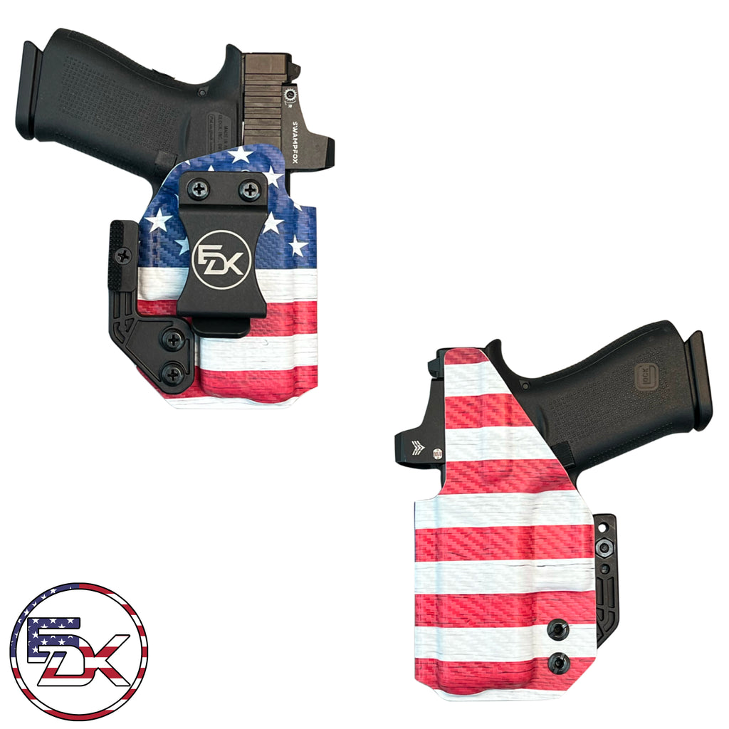 CF carbon fiber American Flag print kydex holster iwb inside the waistband glock 43X mos holster
